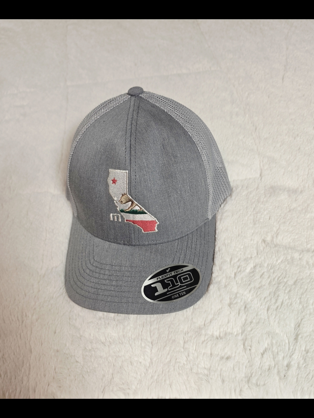 Travis Mathew Light Gray Mesh Trucker Hat with California Patch(H1-45)